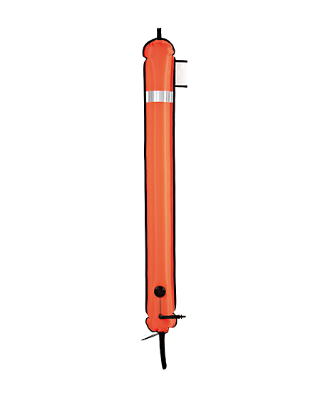 Orange decompression marker (DSMB), closed, 140 cm long - XDEEP